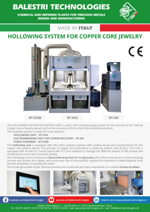 Hollowing system for copper core jewelry